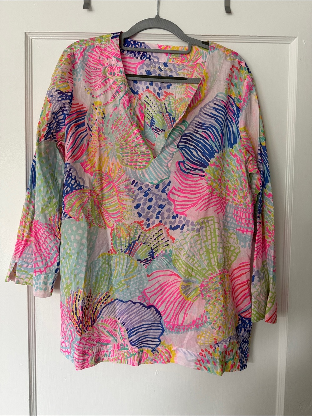 Lilly Pulitzer Multicolor Floral Print Tunic — Pink, Blue, Green